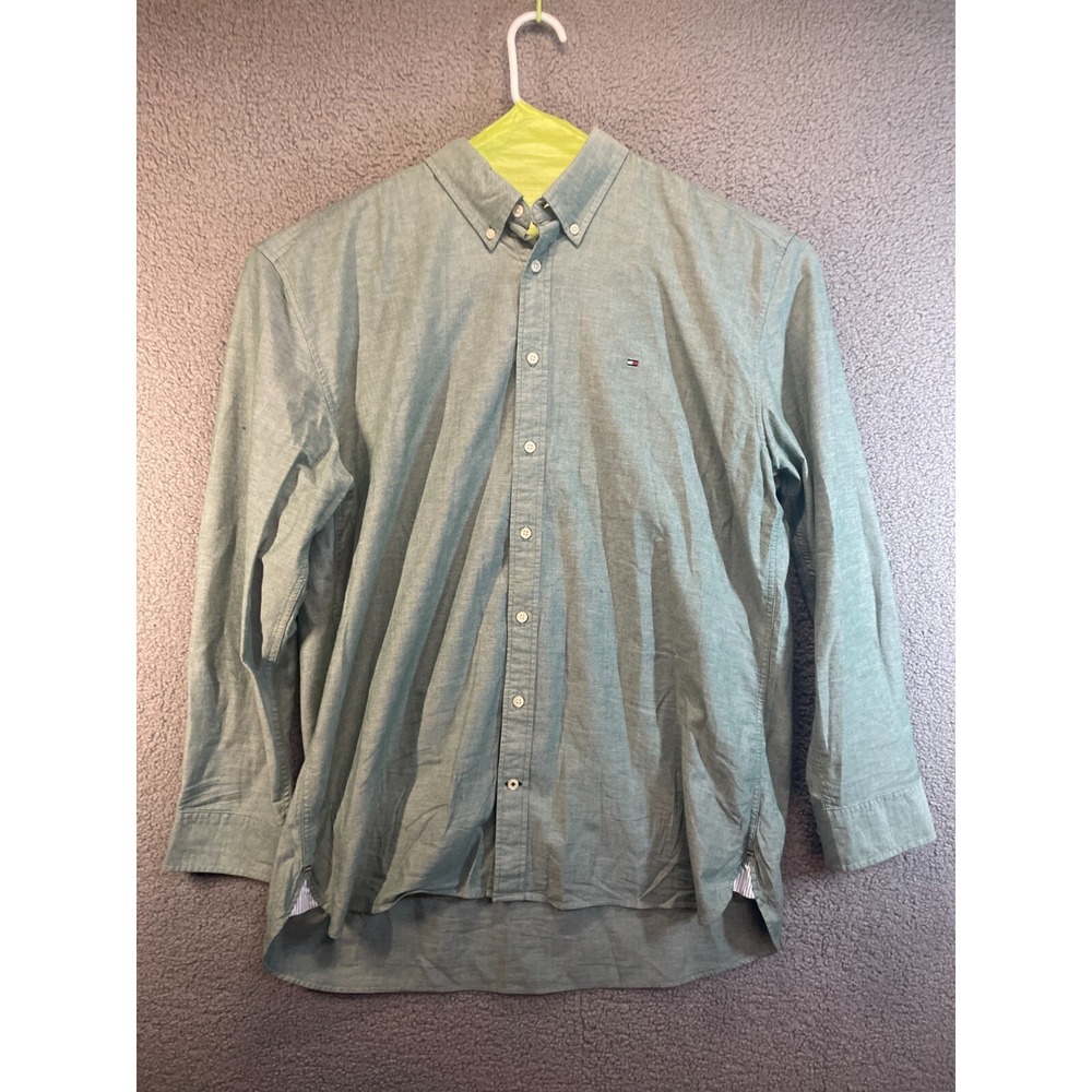 Tommy Hilfiger Men's XXL ‎ Gray Button Down Dress Shirt Long Sleeve